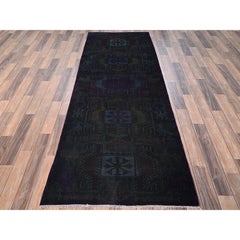 3'x8'4" Purple Overdyed Vintage Northwest Persian Hand Knotted Wool Runner Rug