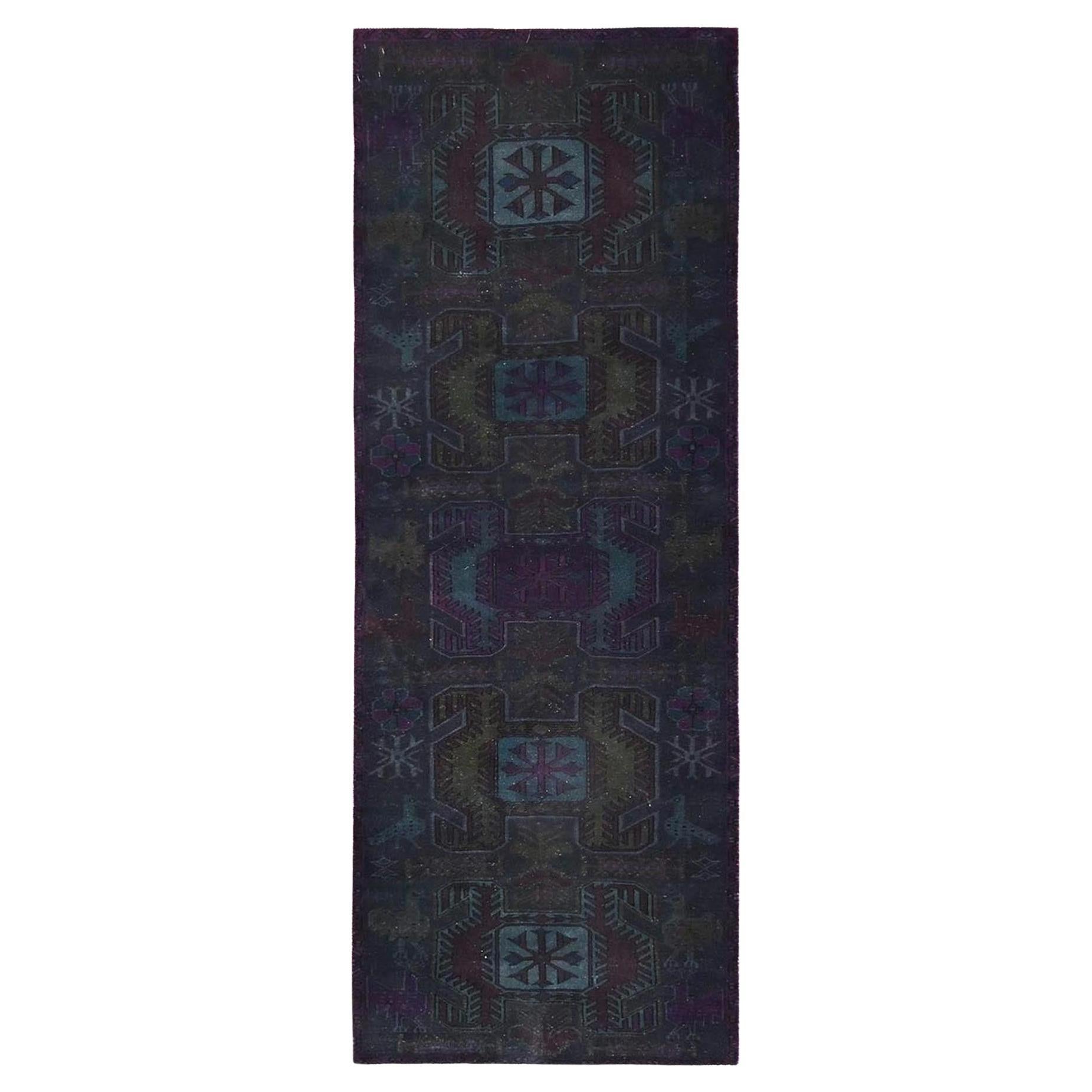 3
x8
4" Purple Overdyed Vintage Northwest Persian Hand Knotted Wool Runner Rug