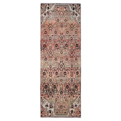 3'x8'6" Faded Red Vintage Persian Hamadan Hand Knotted Pure Wool Runner Rug