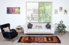 3x8.7 Ft Vintage Shag Pile Handmade Turkish Tulu Runner Rug Made of Mohair Wool