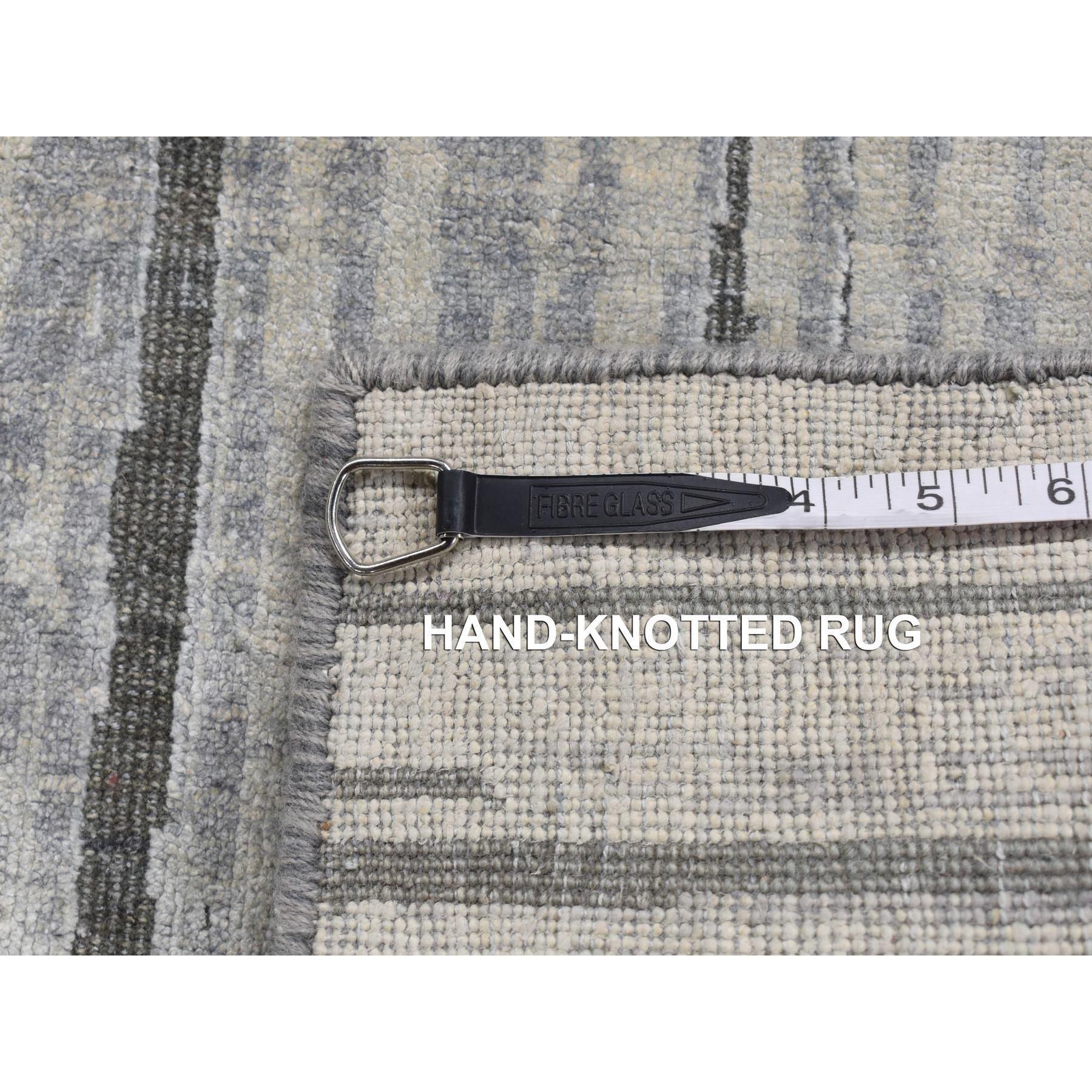 3'x9' Gris Ceniza, Diseño Ombre Horizontal, Seda Pura, Anudada a Mano, Alfombra de Corredor en venta 3