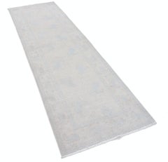 3x9 ft Handknotted Wool Runner Rug. Beige Corridor Runner. Kitchen Runner Rug