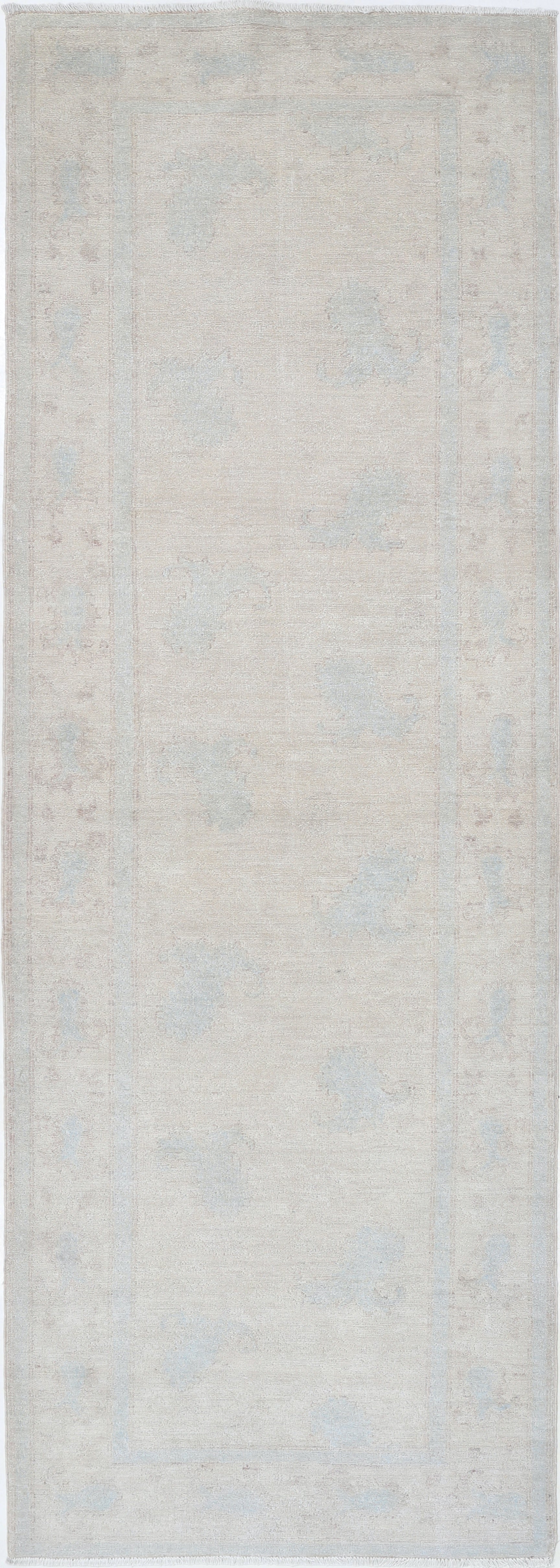 3x9 ft Handknotted Wool Runner Rug. Beige Corridor Runner. Kitchen Runner Rug