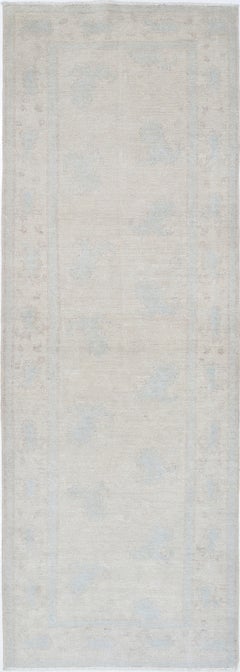3x9 ft Handknotted Wool Runner Rug. Beige Corridor Runner. Kitchen Runner Rug