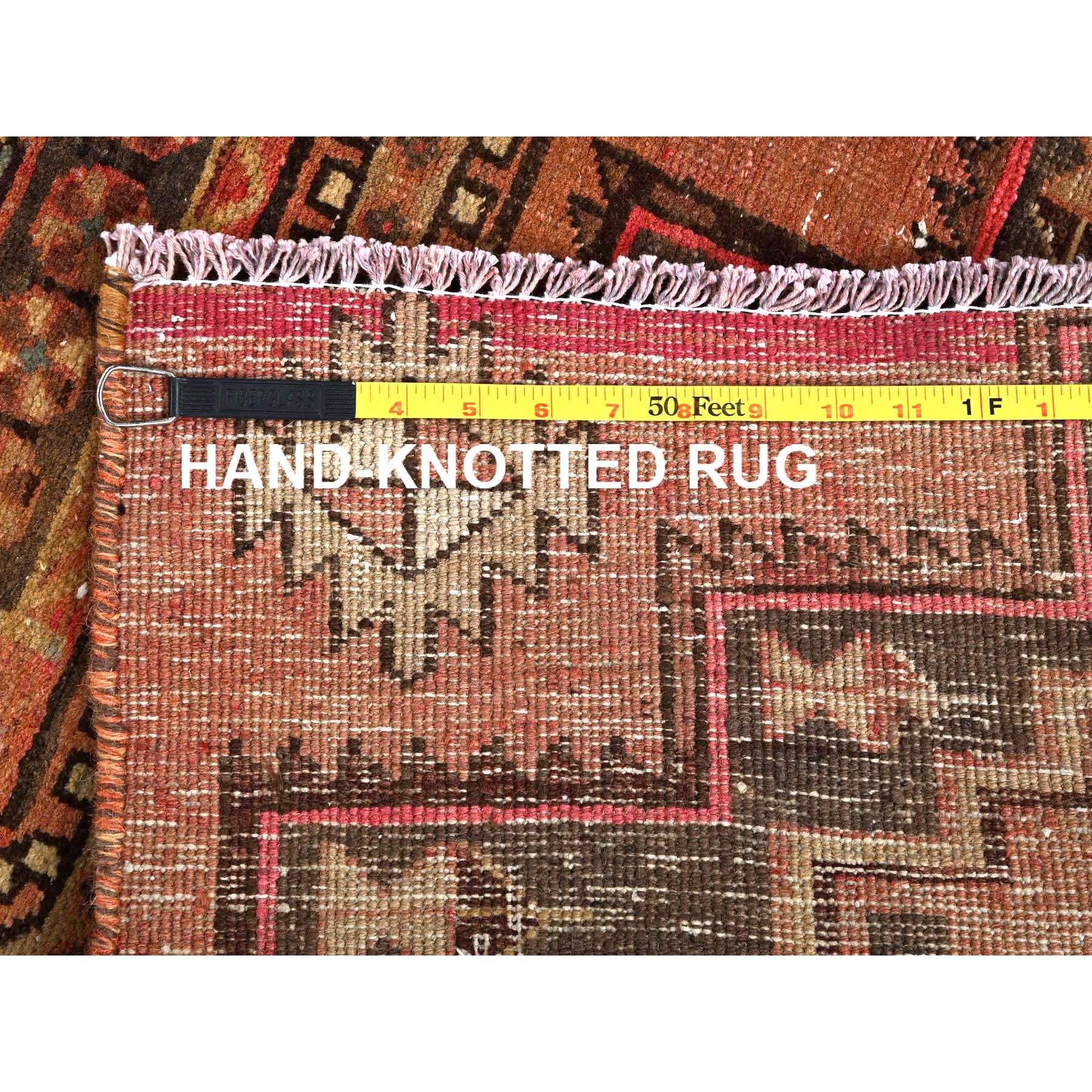 3'x9' Arancione Sovratinto Vintage Persiano Hamadan Tappeto Runner in Lana Annodato a Mano in vendita 1