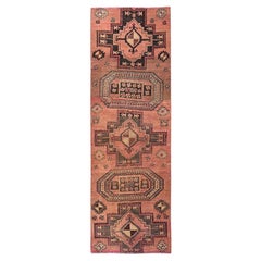 3'x9' Arancione Sovratinto Vintage Persiano Hamadan Tappeto Runner in Lana Annodato a Mano
