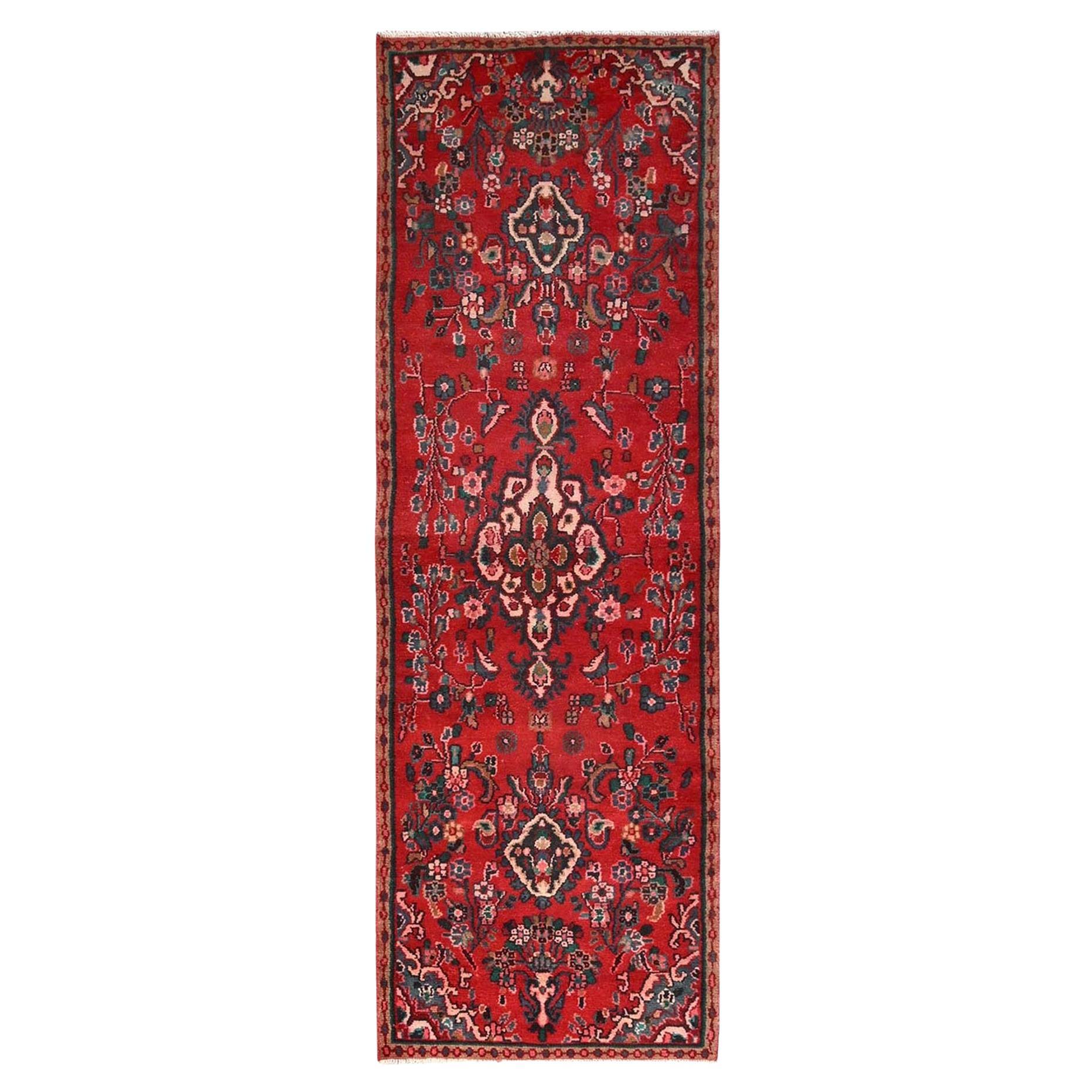 3
x9
1" Berry Red Vintage Persian Lilahan 100% Wool Hand Knotted Runner Rug