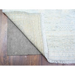 3'x9'10" Glaucous Gray Washed Out Peshawar Wool Hand Knotted Runner Rug