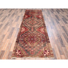 3'x9'10" Marrón Umber Vintage Persa del Noroeste Alfombra de Lana Anudada a Mano