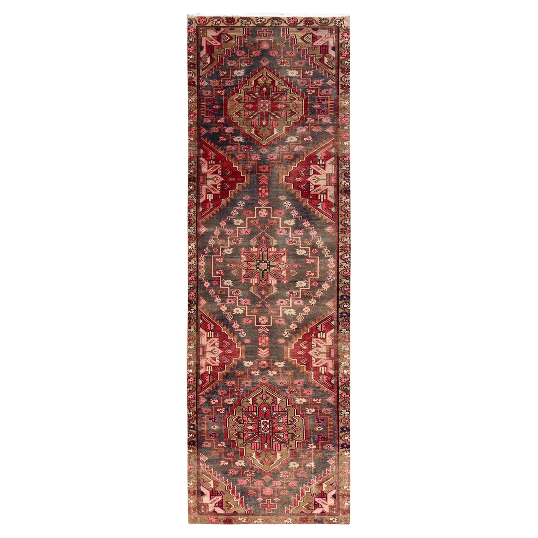 3
x9
10" Umber Brown Vintage Northwest Persian Hand Knotted Wool Runner Rug