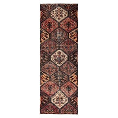 3'x9'2" Brown Vintage Zoroastrian Bakhtiar Hand Knotted Wool Runner Oriental Rug