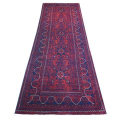3'x9'3" Rojo Profundo, Alfombra afgana Khamyab de lana suave anudada a mano