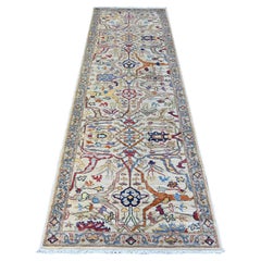 Alfombra Corredera de Lana Anudada a Mano de 3'x9'5" Gris Aryana con Diseño Persa del Noroeste