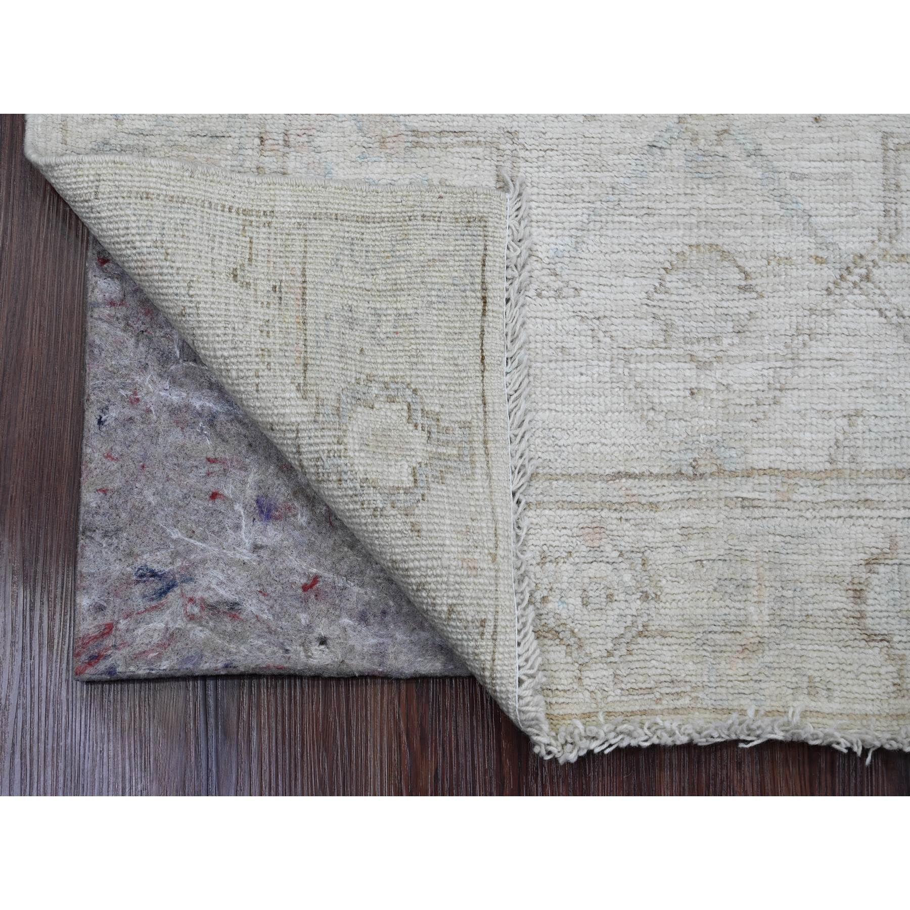 Lace White, Hand Knotted, Afghan Angora Oushak with All Over Vines Design, Natural Dyes, 100% Wool, Oriental Rug
Primary materials: Wool
Latex: No Pile 
height: 0.25 Inches
Style: Transitional
Primary color: Ivory
Secondary colors: Brown,
