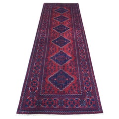 3
x9
6" Deep Red, Shiny Wool Hand Knotted, Afghan Khamyab Runner Rug