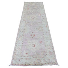 3'x9'6" Pink Anatolian Village Inspired Design Hand Knotted Wool Runner Rug