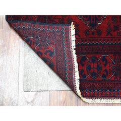 3'x9'7" Red Tribal Design Pure Wool, Afghan Khamyab, Hand Knotted Runner Rug