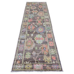 3
x9
8" Braun Afghan Angora Oushak Leaf Design Hand geknüpft Wolle Läufer Teppich