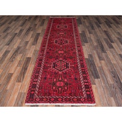 3'x9'8" Pink Vintage Zoroastrian Karajeh Worn Down Hand Knotted Wool Runner Rug