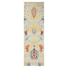 3'x9'9" Light Green Heriz All Over Design Hand Knotted Pure Wool Runner Rug