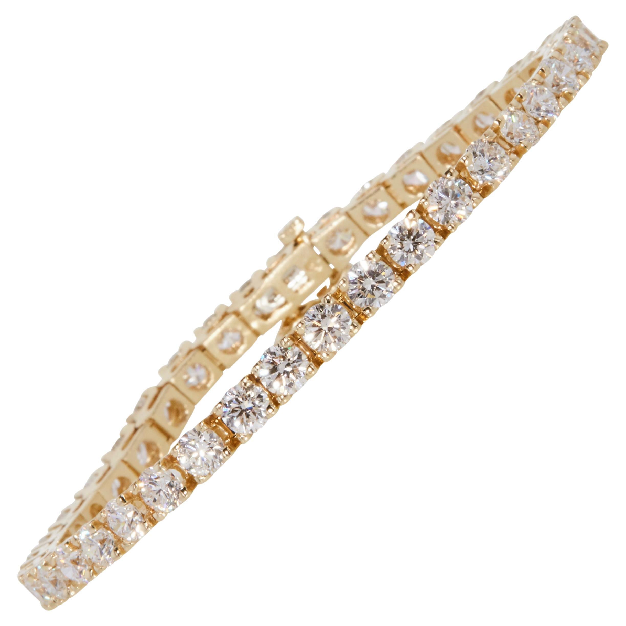 4 1/2 Carat Ct Real Natural Diamond Tennis Link Bracelet In 14k Yellow Gold 3 For Sale