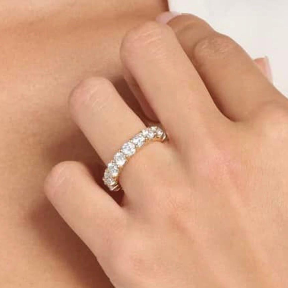4 1/2 Carat Ct Real Natural Round Diamond Full Eternity Band Ring 14k Gold For Sale 2