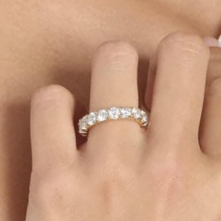 4 1/2 Carat Ct Real Natural Round Diamond Full Eternity Band Ring 14k Gold For Sale 3