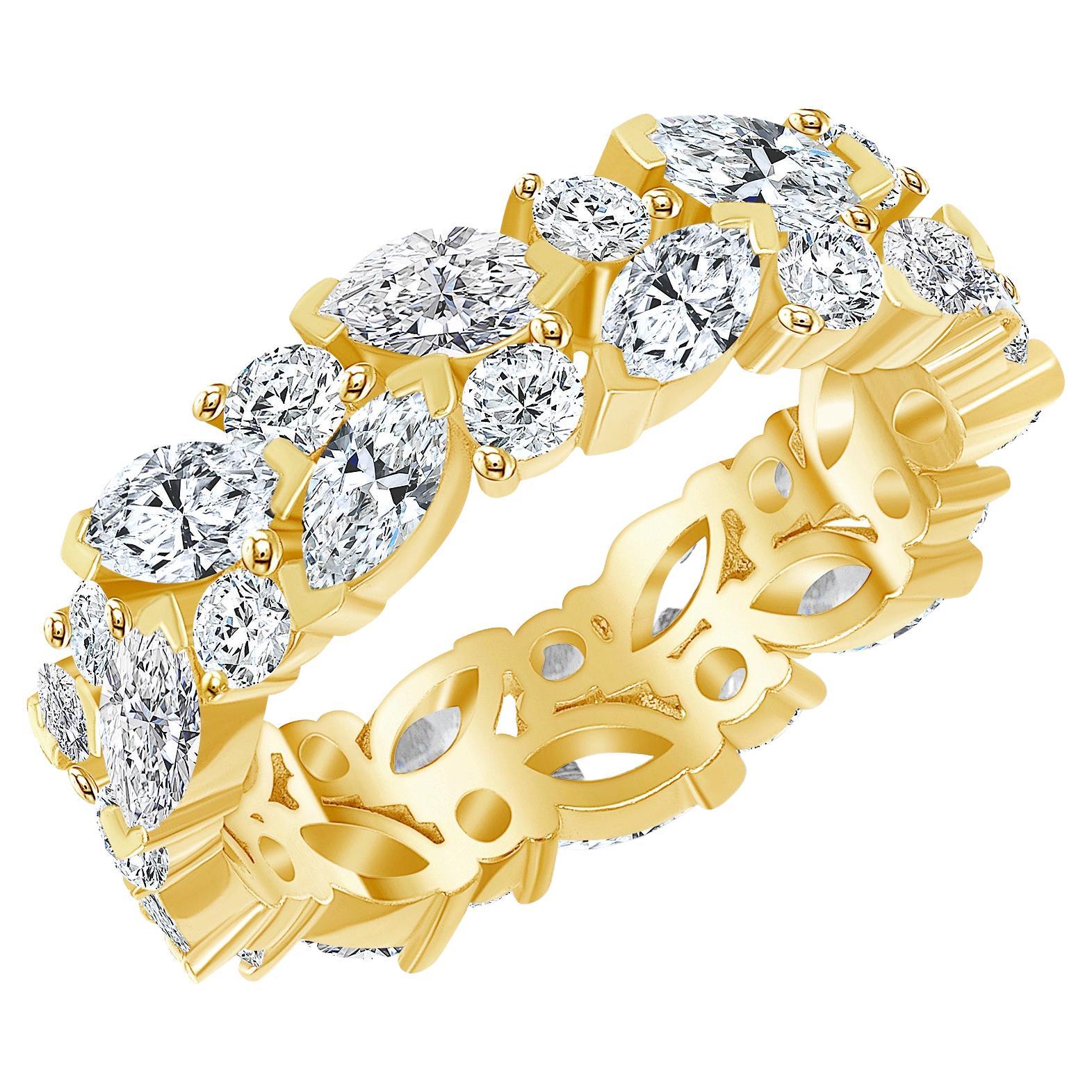 Im Angebot: 4 1/2 Karat. Eternity-Ring mit Marquise- und rundem Diamanten H, VS () 3