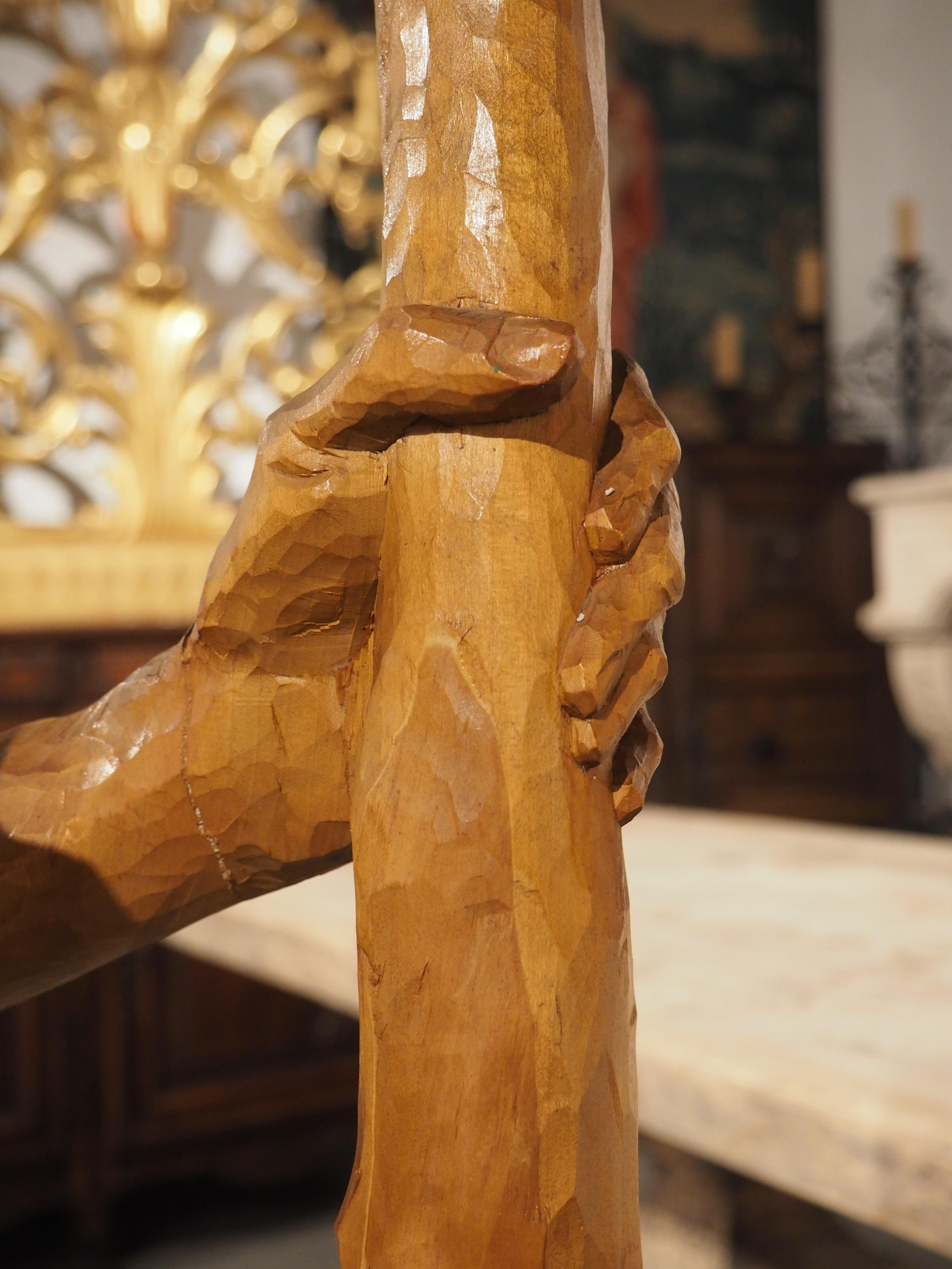 Solid Limewood Statue of St. Christopher, Germany, circa 1930 For Sale 6