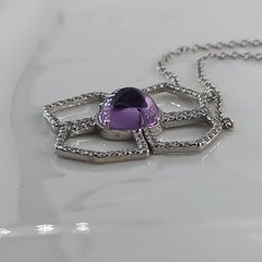 4, 1 Carat Amethyst 0, 86 Carats VS G Color Diamonds White Gold Necklace