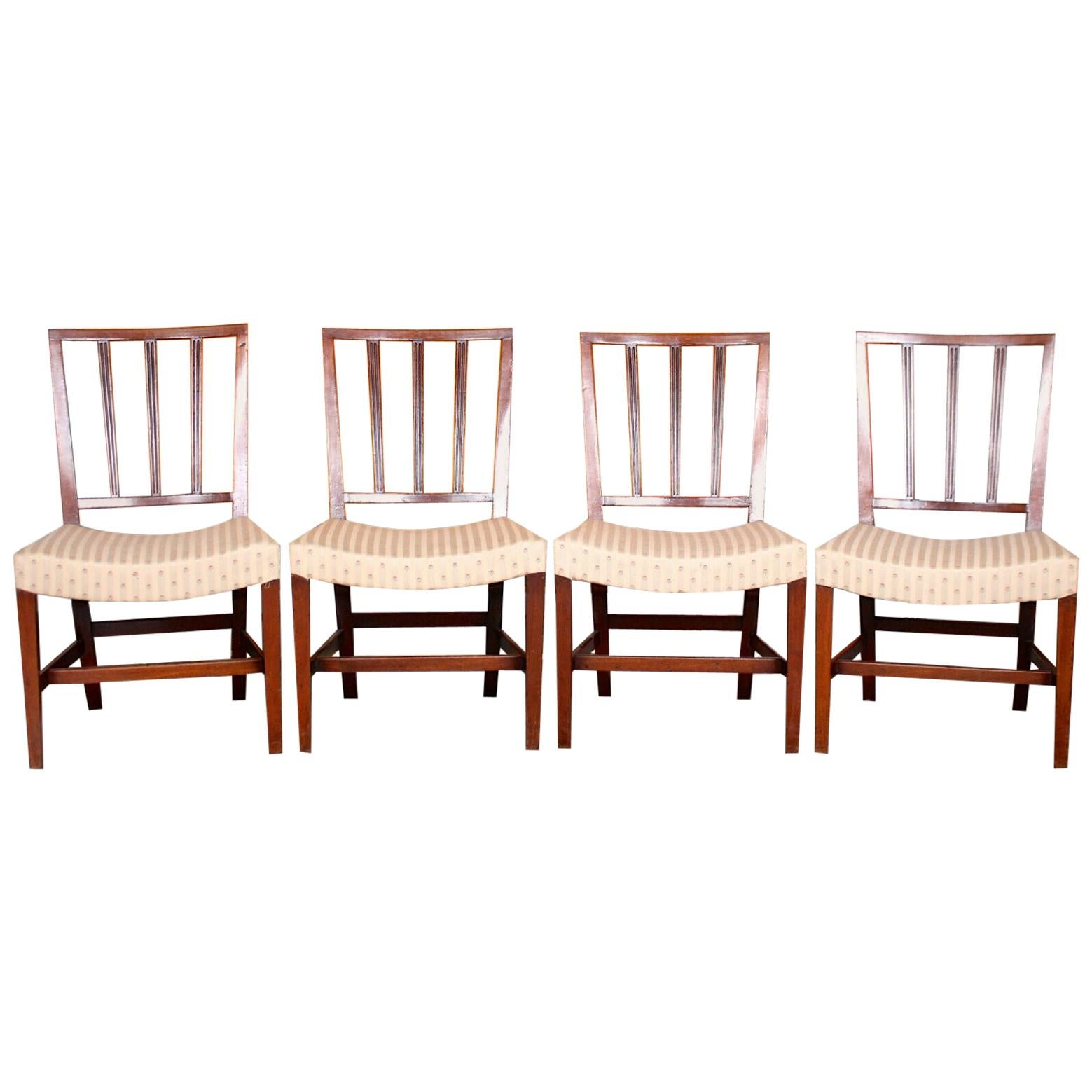 4 18th Century Georgian Dining Chairs Mahogany For Sale