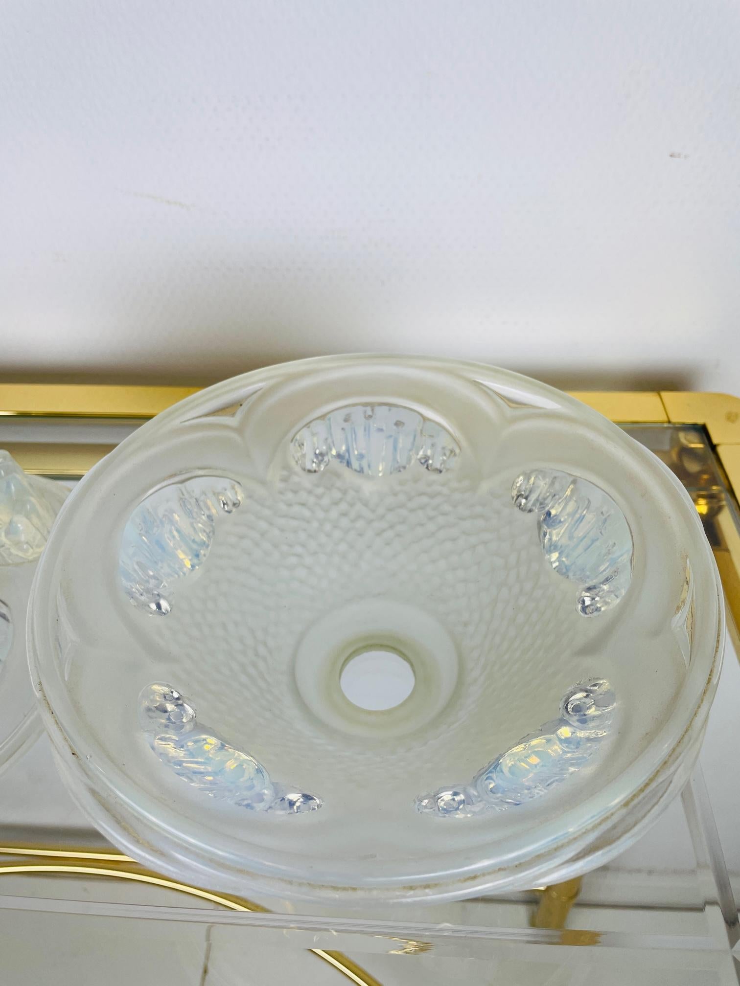 4 1930's French Ezan Opalescent Glass shades. 4 Unique lamp shades. Glass scones For Sale 5