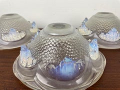 4 1930's French Ezan Opalescent Glass shades. 4 Unique lamp shades. Glass scones