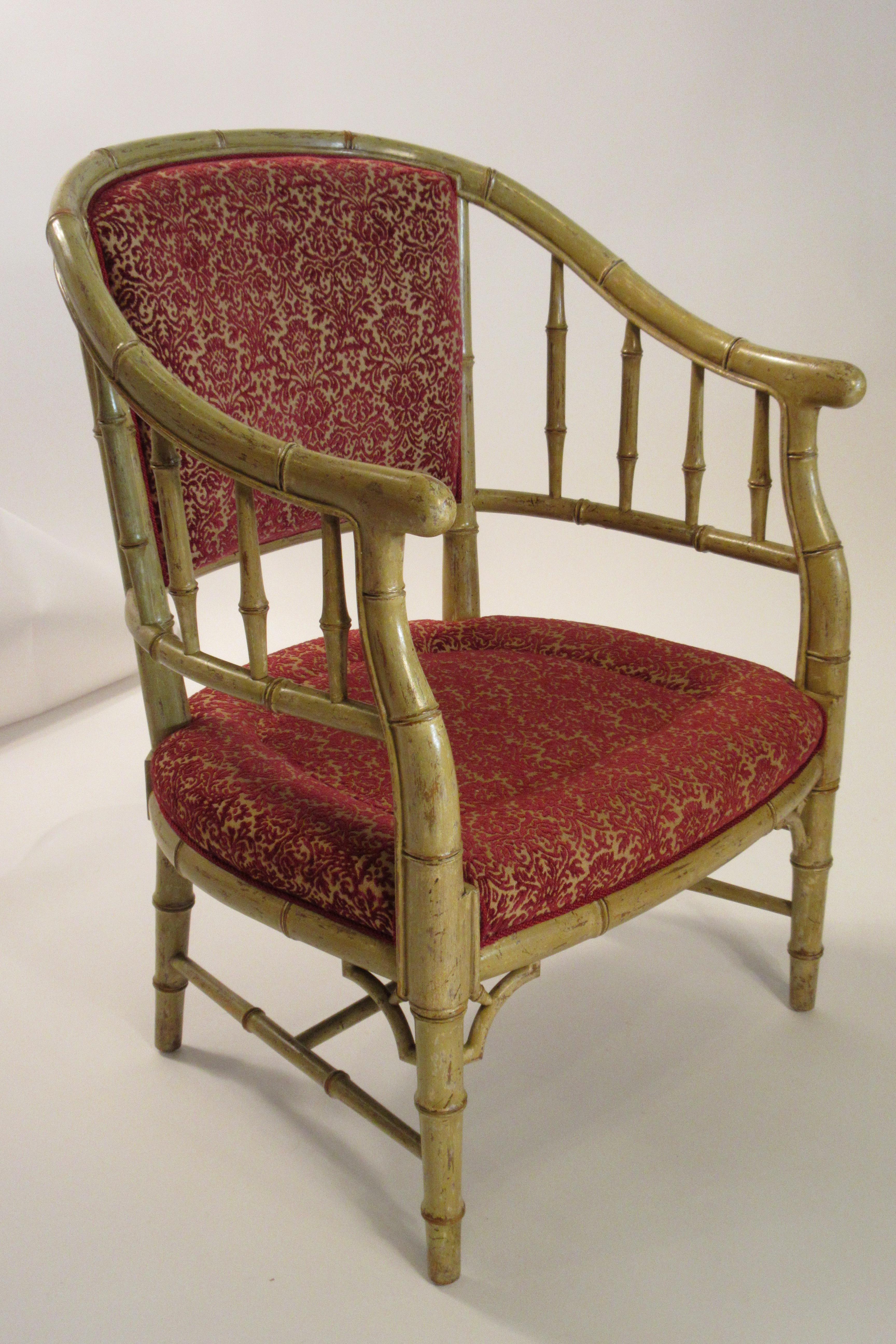 4 1960s faux bamboo tub chairs
