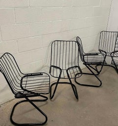 4 1970s Mid Century Modern Italian Gastone Rinaldi  Chairs Coated Black