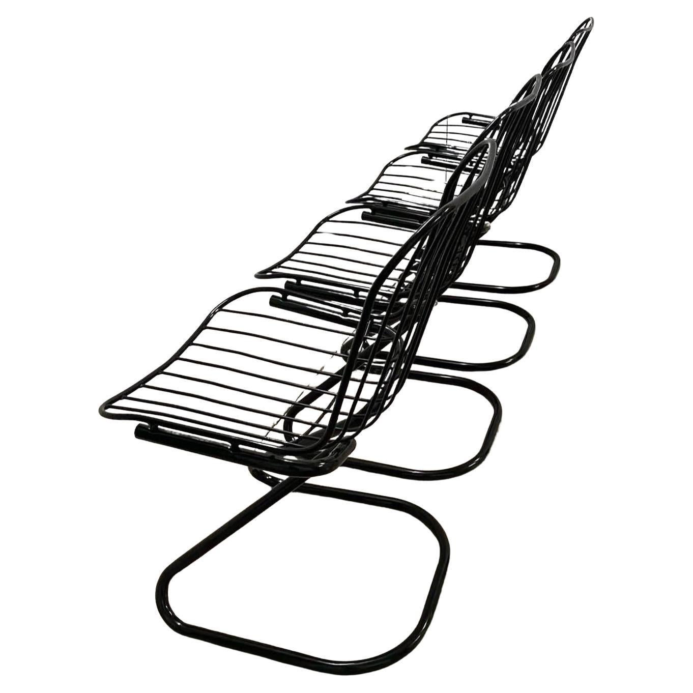 4 1970s Mid Century Modern Italian Gastone Rinaldi  Chaises revêtues de noir