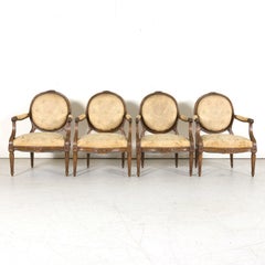 (4) 19th Century French Louis XVI Style Carved Walnut Armchairs, Sold Seperately