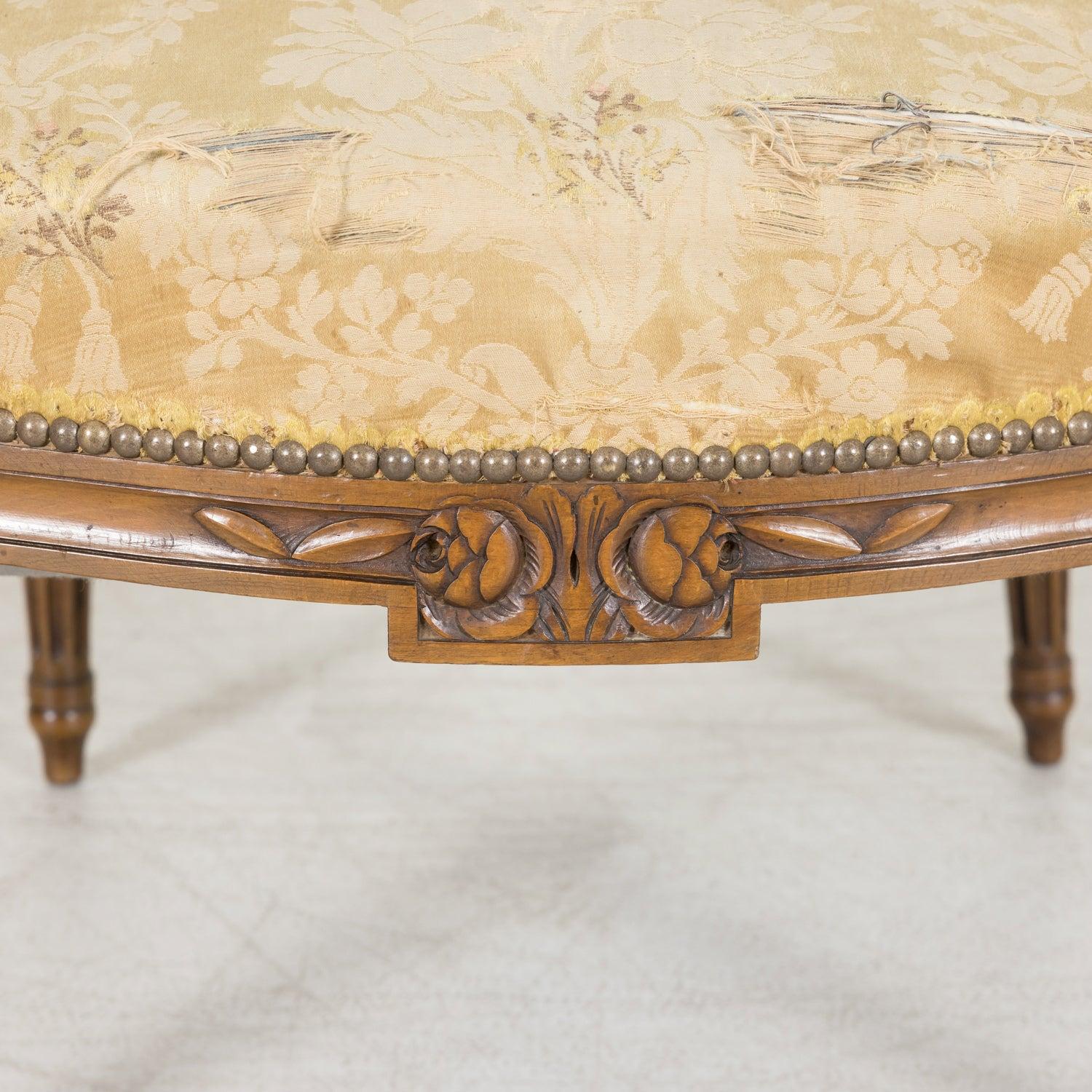 (4) 19th Century French Louis XVI Style Carved Walnut Armchairs, Sold Seperately For Sale 5