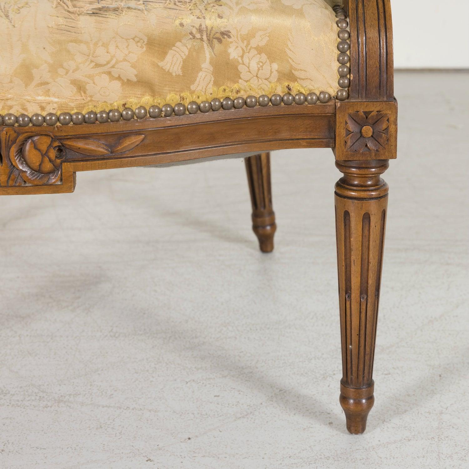 (4) 19th Century French Louis XVI Style Carved Walnut Armchairs, Sold Seperately For Sale 6