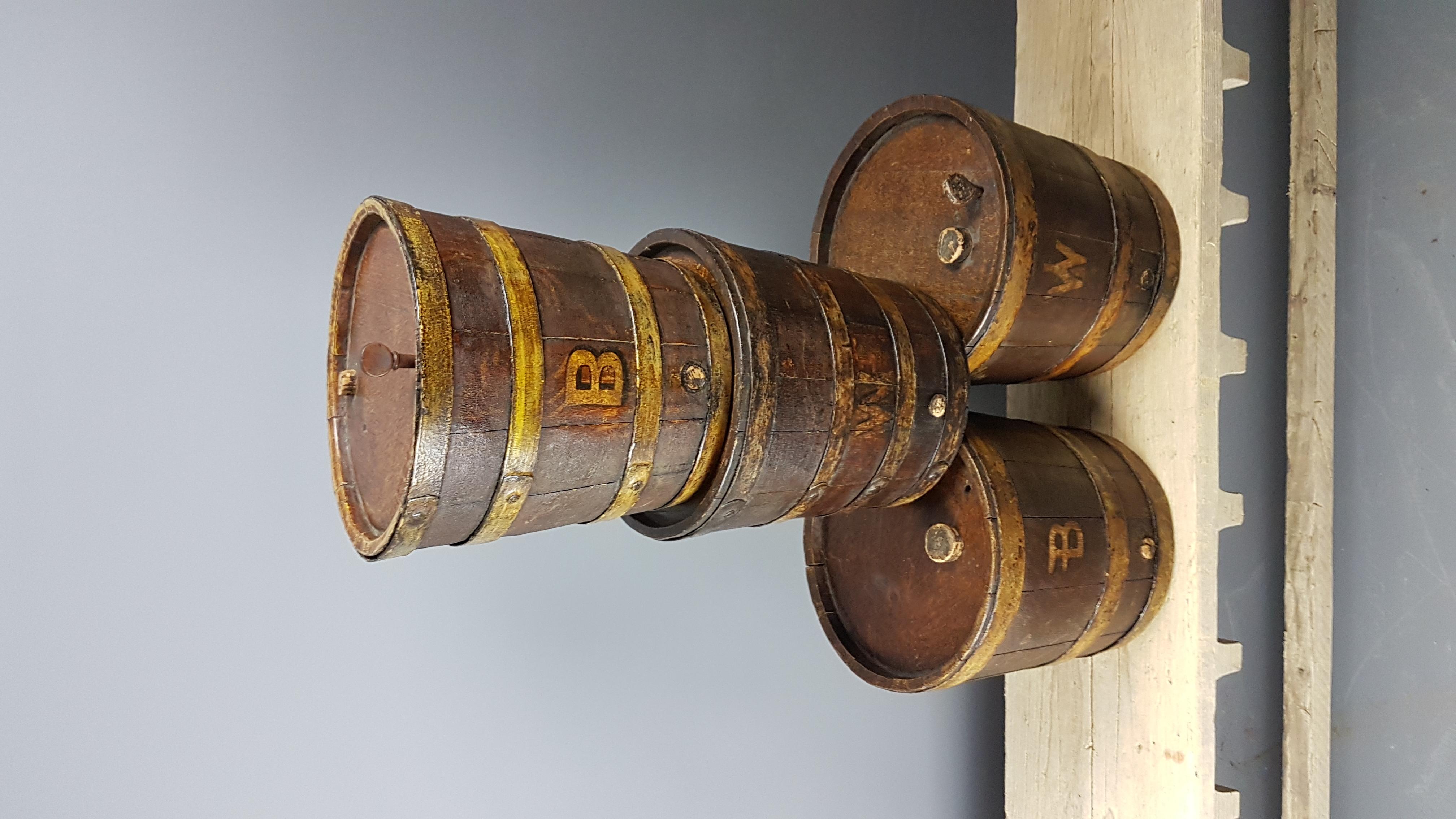 4 19th Century Oak Barrels in Original Paint 1