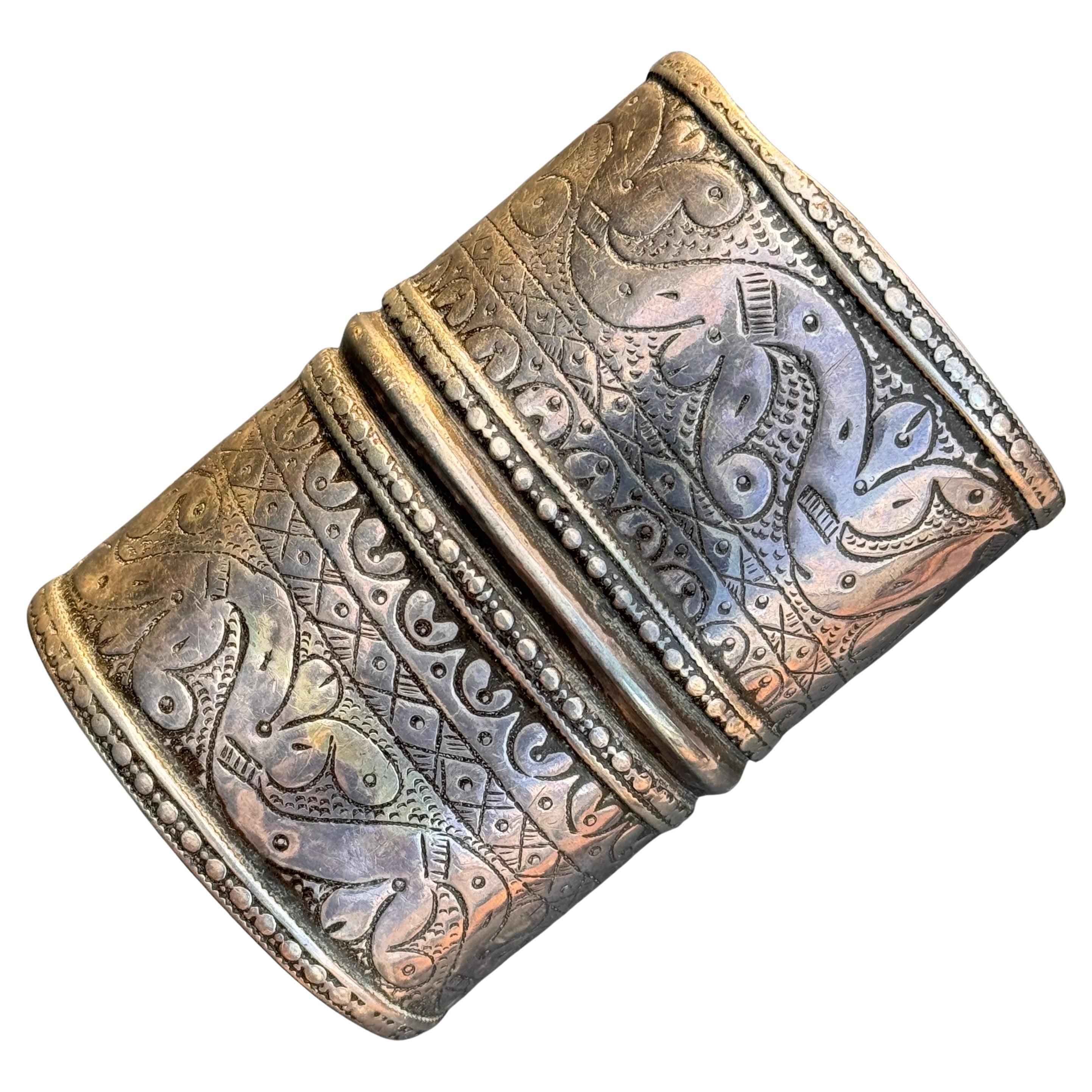 4 3/4 " Wide  Tribal Silver Cuff Bracelet