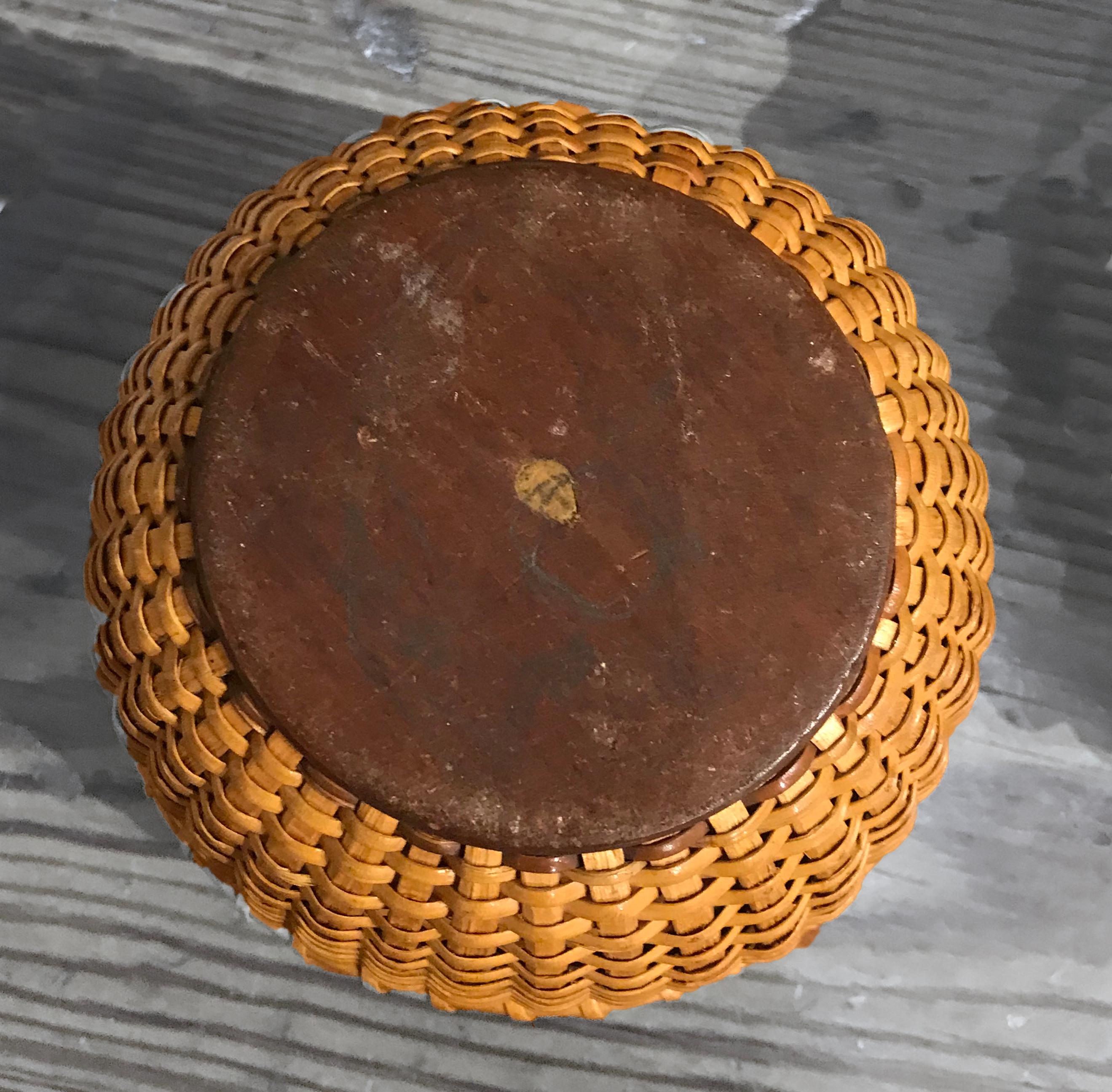19th Century Open Round Nantucket Lightship Basket, Attributed to Geo Washington Ray For Sale