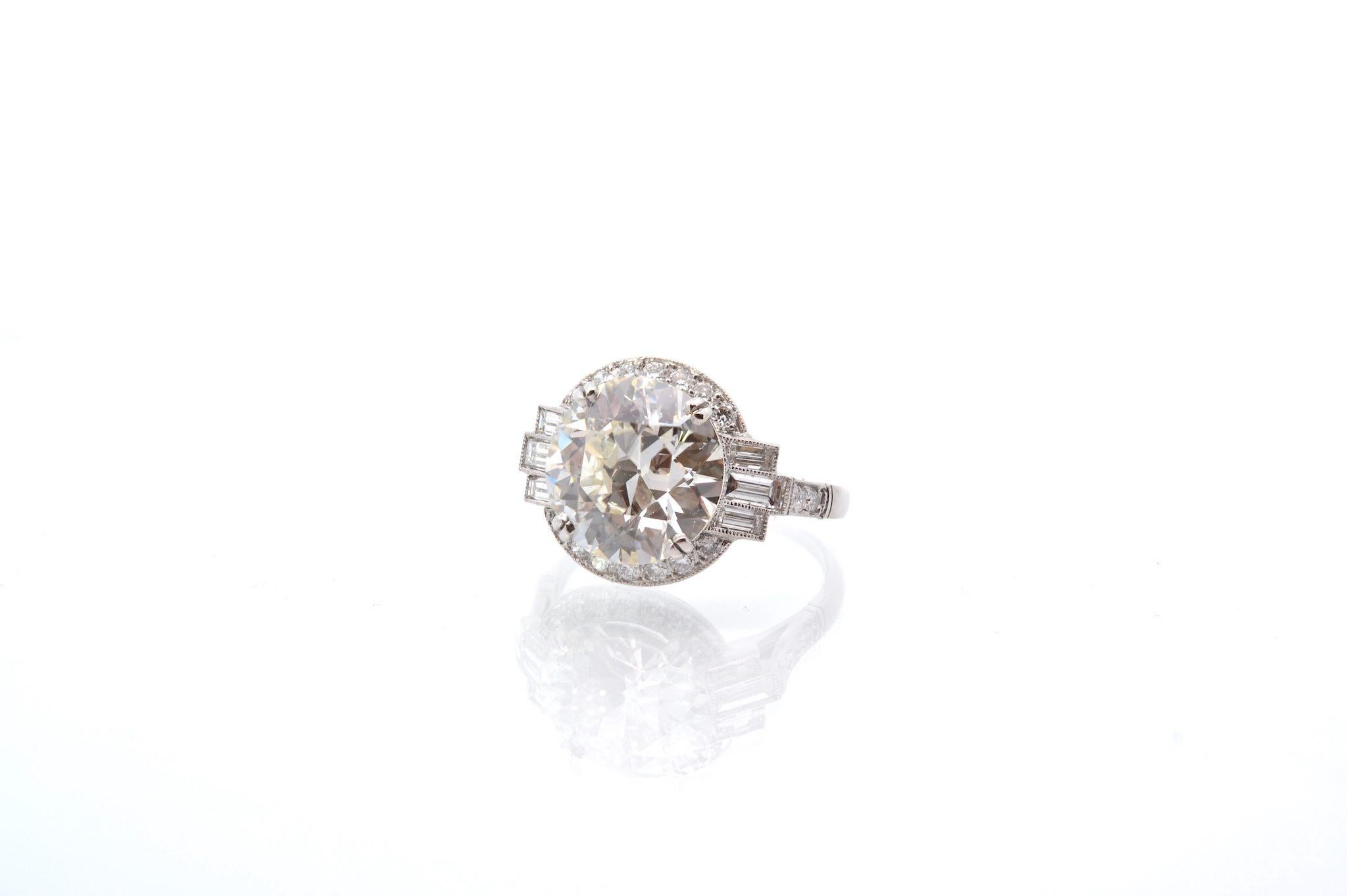 Taille vieille Europe Bague en diamant demi-taille K-VS2 4, 39 carats en vente
