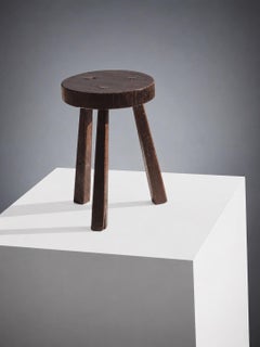 4/5 Tabouret ou table d'appoint « BRUTALISTE » au style rustique-moderne, France, 1950