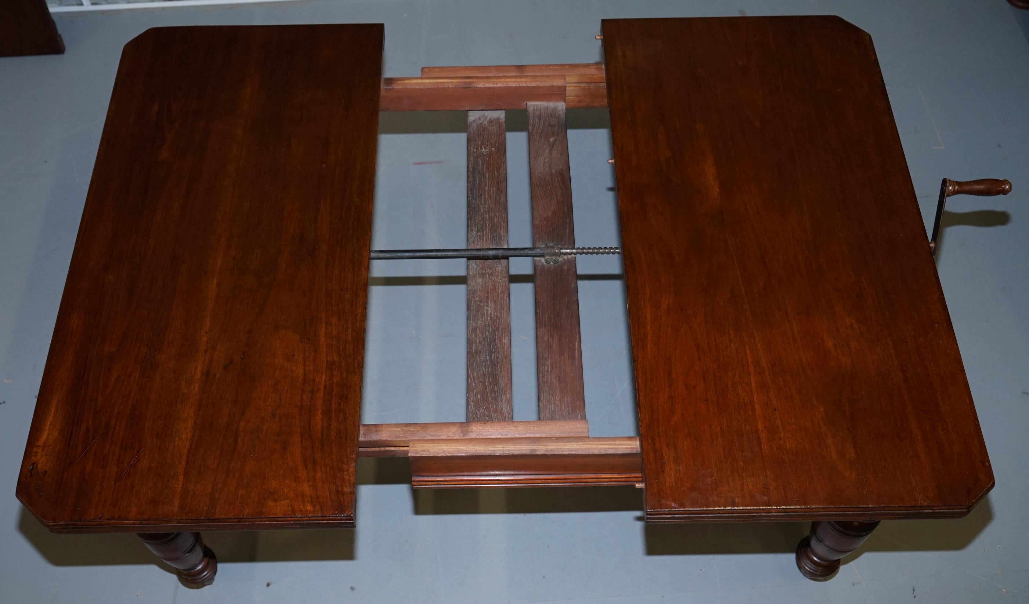4-6 Person Victorian Mahogany Wind Out Dining Table with Porcelain Castors 7