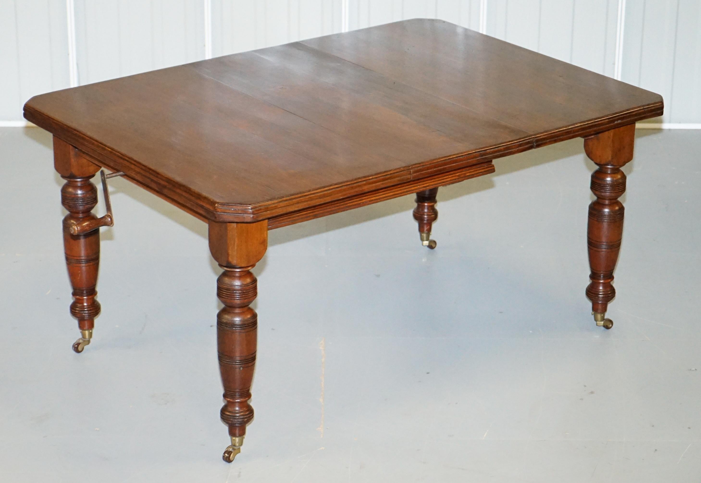 We are delighted to offer for sale this lovely Victorian circa 1880 mahogany wind out dining table with porcelain castors

A nicely sized four to six person wind out Victorian mahogany dining table. This table is a square as you can see and