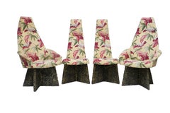 4 Adrian Pearsall Craft Associates Sculpted Brutalist  High Back Dining Chairs