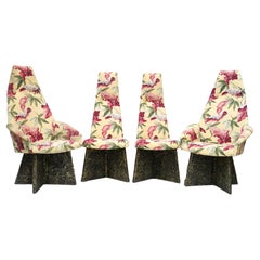 4 Adrian Pearsall Craft Associates Sculpted Brutalist  High Back Dining Chairs