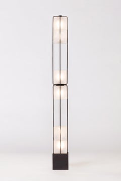 4' Alice Floor Lamp Sandblasted Handblown Glass in Solid Brass or Matte Black