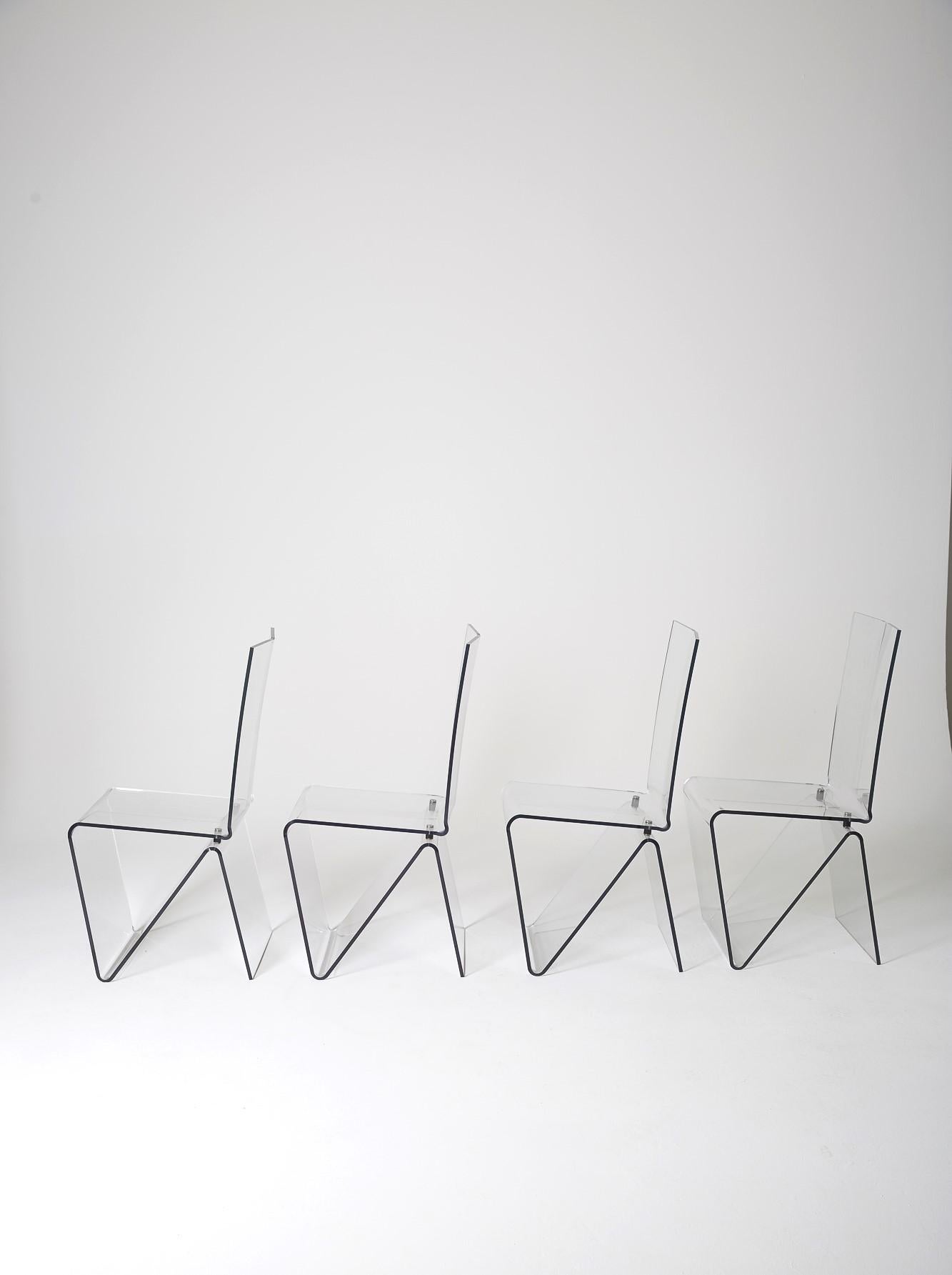 Autre 4 chaises Altuglas de David Lange des années 1990 